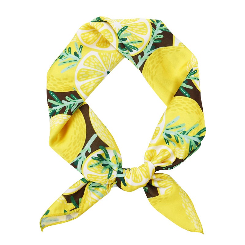 GERINLY Lemon Pattern Hair Scarf Tie Cute Neckerchief Yellow Headband Purse Scarf for Ponytail (Yellow) - Image 1